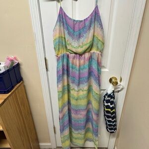 Easter Olive & Oak Pastel Rainbow Zigzag Maxi Dress